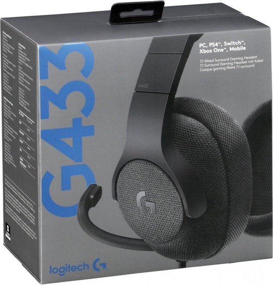 Logitech G433 Gaming Headset With 7.1 Virtual Surround Black